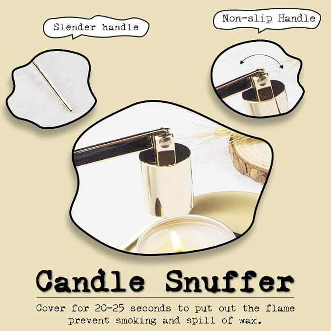 6 in 1 Candle Wick Trimmer Cutter,Candle Lighter Rechargeable, Candle Snuffer Extinguisher, Candle Wick Dipper, Candle Care Kit，Candle Accessory Set with Storage Tray Plate for Candle Lover (Gold-02)