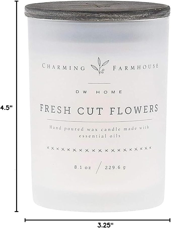 DW Home Charming Farmhouse Fresh Cut Flowers Scented Medium Single Wick Candle