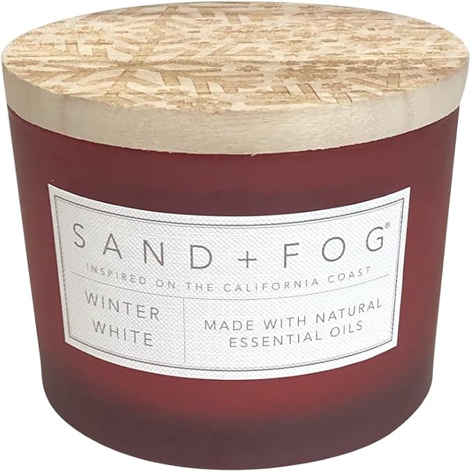 Sand + Fog Scented Candle - Winter White – Additional Scents and Sizes – 100% Cotton Lead-Free Wick - Luxury Air Freshening Jar Candles - Perfect Home Decor – 12oz - Holiday Scents