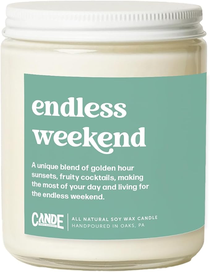 CE CRAFT Endless Weekend Scented Candle - Gift for Coworker, Funny Gift for Her, 8 Ounce Glass Jar Candle, 50+ Hour Burn Time
