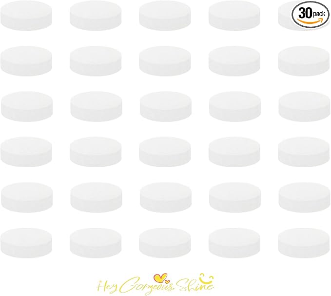 30Pcs Unscented Essential Oil Perfumes Refill Pads for Car Air Freshener Clips Car Diffuser,Car Air Freshener Vent Clip Felt Pads,17mm White Refill Replacement Tablets for Custom Fragrance