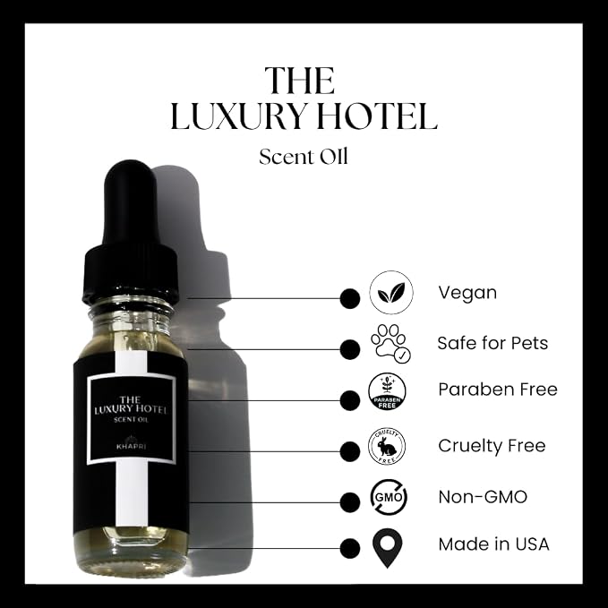 Hotel Inspired Home Perfume Collection -The Luxury Hotel– Premium Essential Oil Blend (15mL/0.5 fl Oz) Aroma with Violet, Sandalwood & Amber | Long-Lasting, Dropper for Diffuser | Made in USA