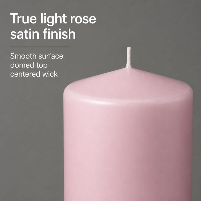 yummi 3" x 6" Light Rose Round Pillar Candles - 3 per Pack