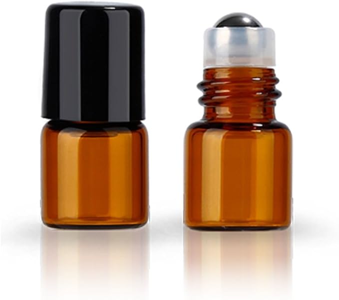 Round Hard Shell Case for 1/4 5/8 DRAM Micro Mini Roll-on Glass Bottles with Metal Roller Balls - Refillable Aromatherapy Essential Oil Roll On (HOLDS 12 VIALS) (1ML Mix bottle)