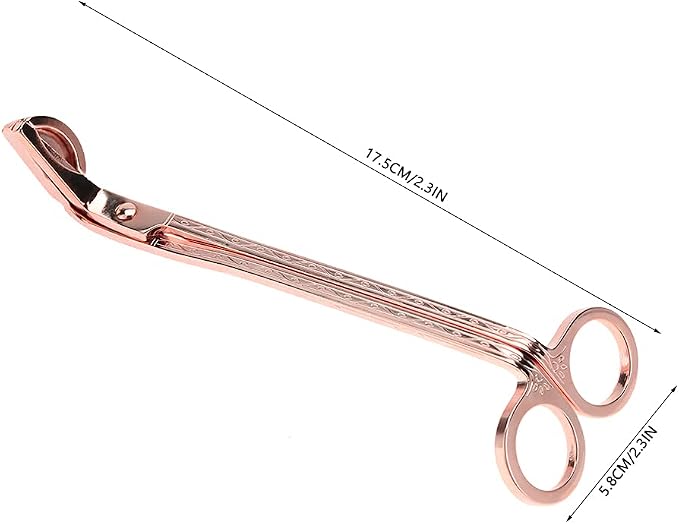 Changor Candle Wick Trimmer Rose Gold, Stainless Steel Candle Heart Clip Scissors Wick Cutter Scissors Tool for Candle Lovers, Reaches Deep to Cut Wick for Burn and Prevent Soot, 6.9 * 2.3in