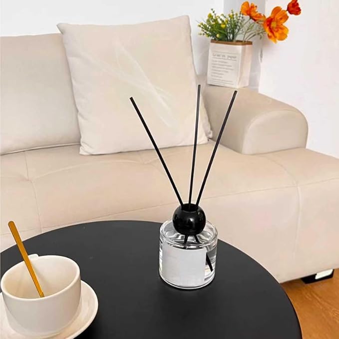 HOSSIAN Reed Diffuser Sticks, Natural Rattan Wood Sticks Essential Oil Aroma Diffuser Sticks Refill Replacement for Aroma Fragrance (Black Fibre7.87Inch*3.5mm 100PCS)
