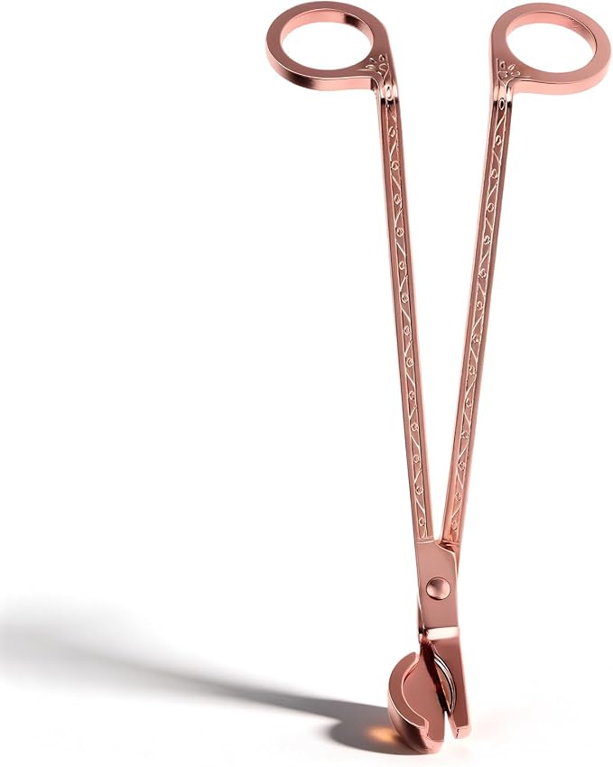 Changor Candle Wick Trimmer Rose Gold, Stainless Steel Candle Heart Clip Scissors Wick Cutter Scissors Tool for Candle Lovers, Reaches Deep to Cut Wick for Burn and Prevent Soot, 6.9 * 2.3in