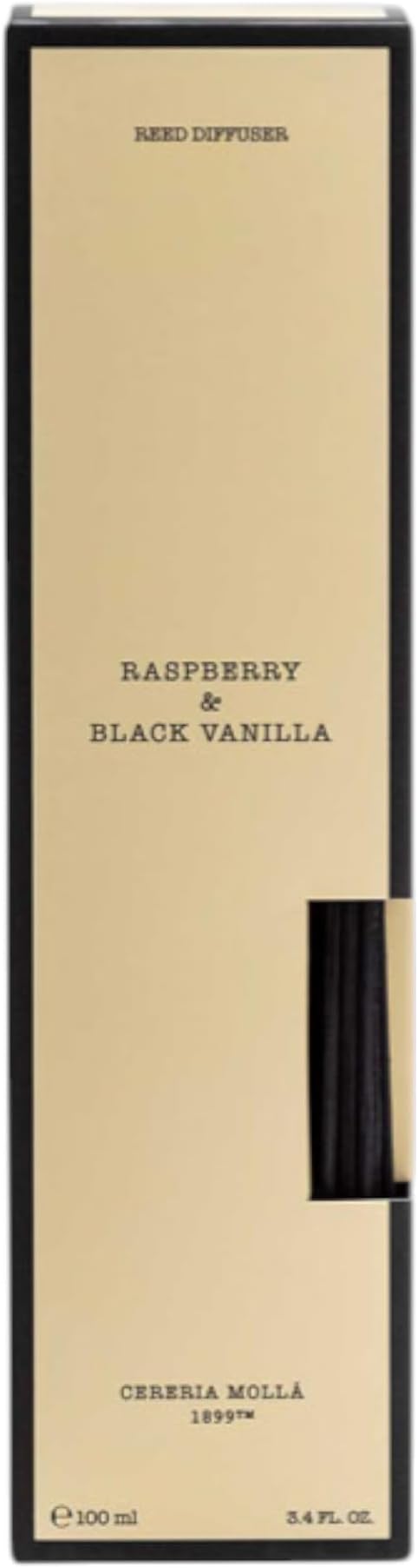 Mikado Boutique Reed Diffuser | All-Natural Essential Oil Fragrance | Includes Rattan Sticks | Refillable (3.4 FL OZ, Raspberry & Black Vanilla)