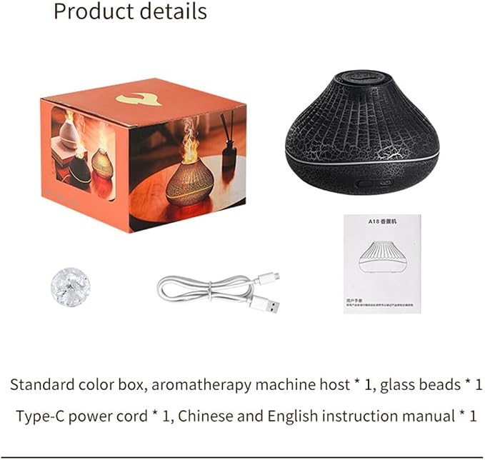 Auto Shut-Off Waterless Protection Smart Flame Essential Oil Diffuser with Colorful Light