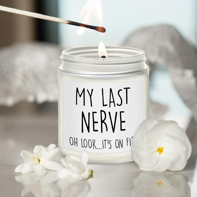 My Last Nerve Lavender Wood Wild Apple Eucalyptus Candle Birthday Gifts for Women, Funny Friendship Gift for Best Friend, Unique Birthday Gifts for Women, Her, Mom, BFF, Sister 9OZ