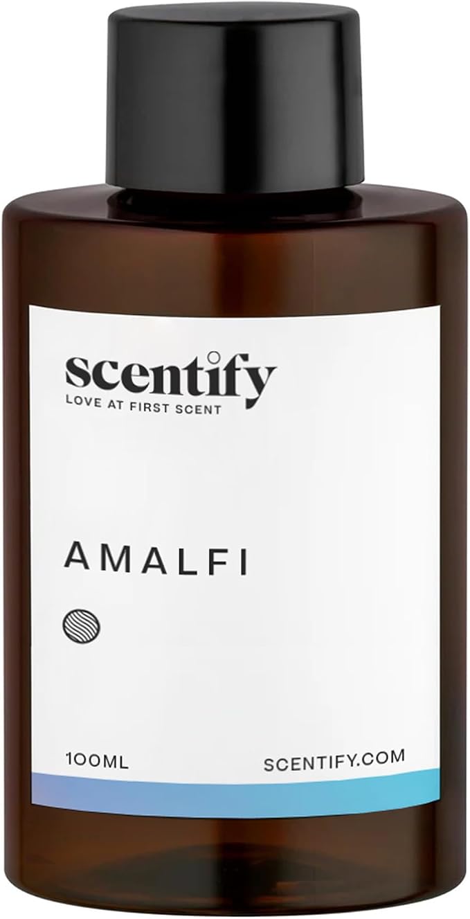 Scentify Amalfi Aroma Oil Refill Scent for Oil Diffusers - Lemon, Jasmine, Orchid, Amber, Musk Scents - Luxurious Relaxing Aromatherapy Diffuser Fragrance 100ml, 3.38 oz