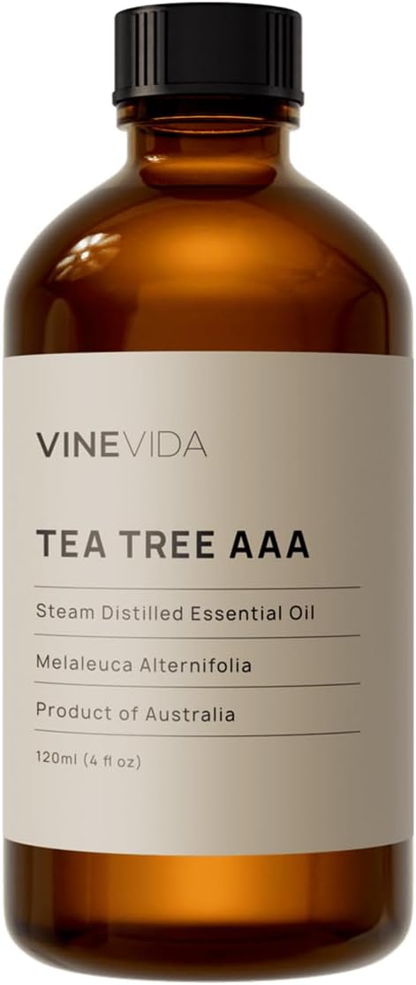 VINEVIDA Tea Tree Essential Oil 4 oz - Undiluted Candle Scent DIY Scents for Candlemaking Bulk Soap Making Safe Skin, 120.0 milliliters