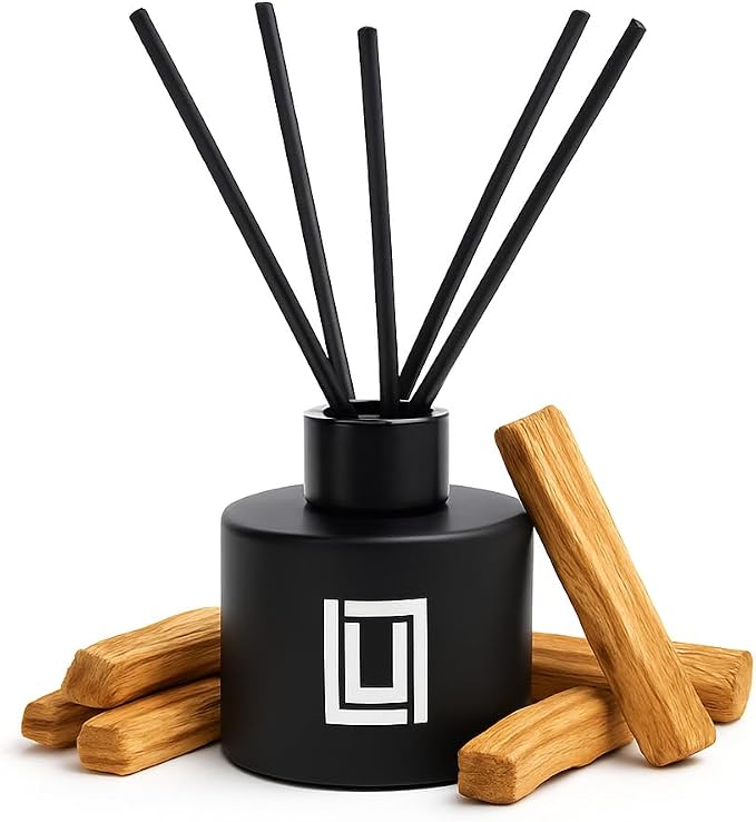 Lulu Candles | Reed Diffuser Set | Palo Santo | 6 Reed Sticks | Scent Diffuser for Bedroom Bathroom Living Room & Office (4.2 FL Oz.)