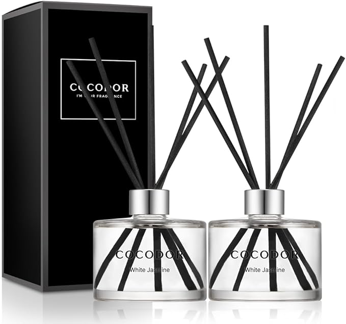 COCODOR Signature Reed Diffuser/White Jasmine/6.7oz(200ml)/2 Pack/Reed Diffuser, Reed Diffuser Set, Oil Diffuser & Reed Diffuser Sticks, Home Decor & Office Decor, Fragrance and Gifts, Mother's Day