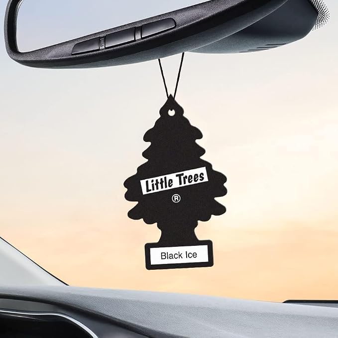 LITTLE TREES Car Air Freshener | Hanging Paper Tree for Home or Car | Black Ice | 10 Pack