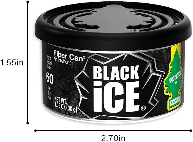 LITTLE TREES Car Air Freshener | Fiber Can Provides Long Lasting Scent for Auto or Home | Recycled Fiber | Black Ice, 4 Air Fresheners