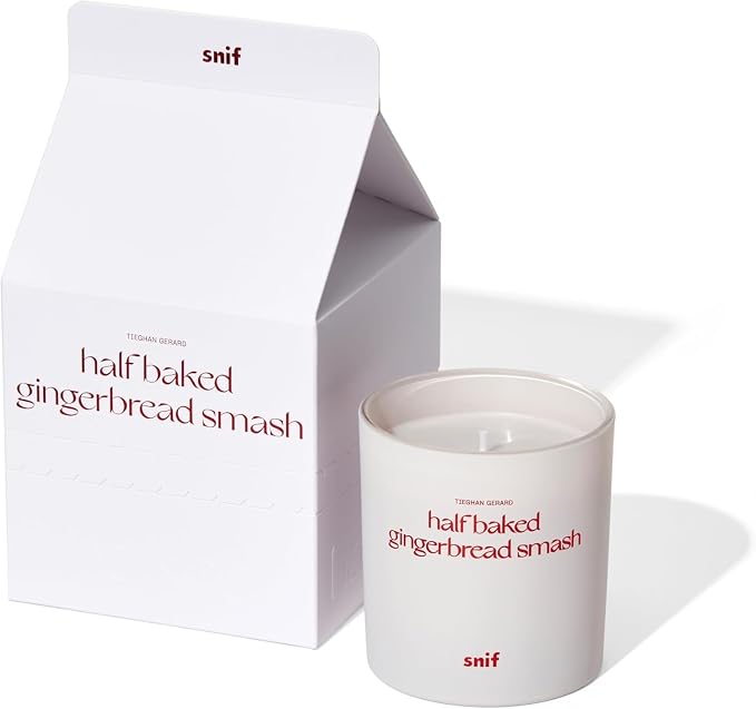 Half Baked Harvest Gingerbread Smash Holiday Scented Candle by Snif, Gourmand, Spicy, Vanilla Scent, 50+ Hours, 100% Cotton Fiber Wicks, Soy Wax Blend, Non-Toxic, Vegan, 8.5oz