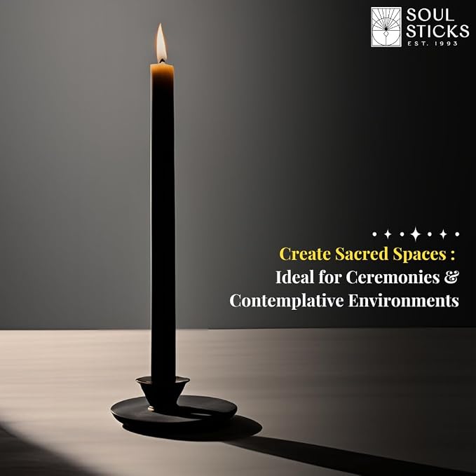 SOUL STICKS 4" Scented Ritual Candles Chime Taper Premium Candles 20 pcs for Rituals, Ceremonies, Meditation, Altar and Spells (Black/Myrrh)
