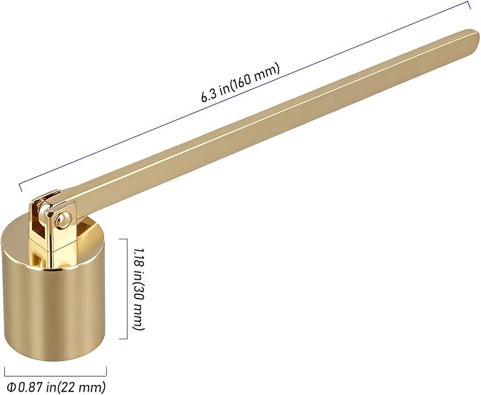 6 PCS 6.3 Inch Candle Snuffer Accessory, Stainless Steel Golden Candle Extinguisher with Long Handle and Straight Tube, Candlesnuffers Extinguish Candle Wicks for Tea Light Candles