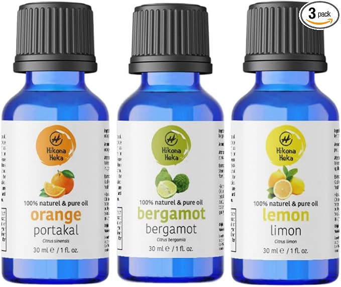 Citrus Essential Oils Set – Orange, Bergamot & Lemon, Cold Pressed Citrus Bergamot Oils for Diffuser, 100% Pure Undiluted, 1 fl oz Each, 3-Pack