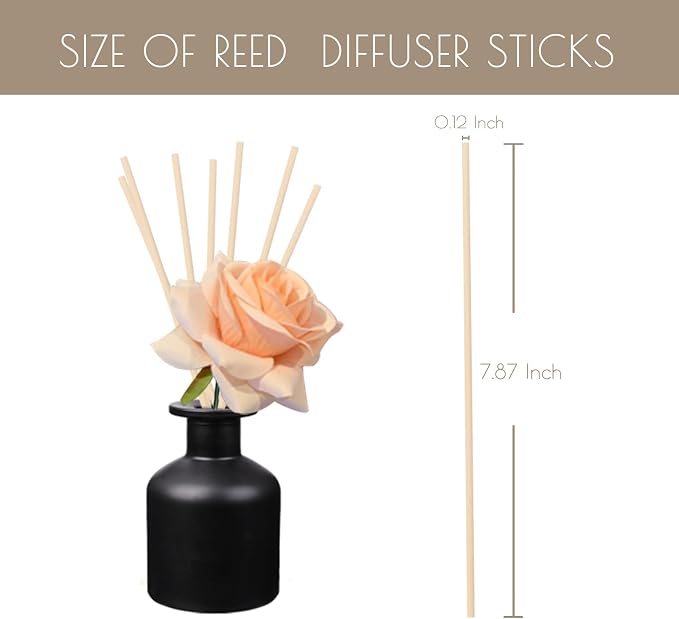HOSSIAN 50PCS Reed Diffuser Sticks-7.87inch Natural Rattan Diffuser Reeds-Primary Color Reed Diffuser Refill