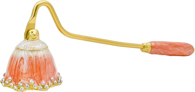 Candle Snuffer, Decorative Candle Extinguisher Snuffer with Long Handle, Elegant Metal Candle Tool for Putting Out Candle Flame Safely (Tangerine)