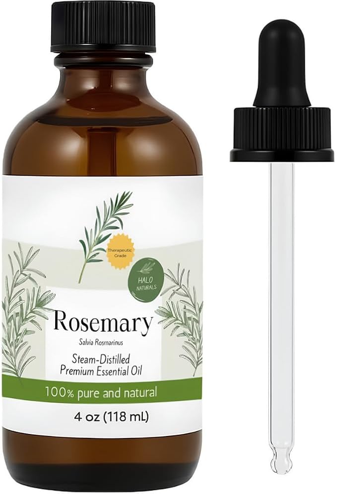 Steam Distilled Rosemary Essential Oil - Premium Hair Growth Oil for Scalp Stimulation & Refreshing Aroma - Essential Oil Supports Healthy Hair, Skin & Mental Clarity - 4oz