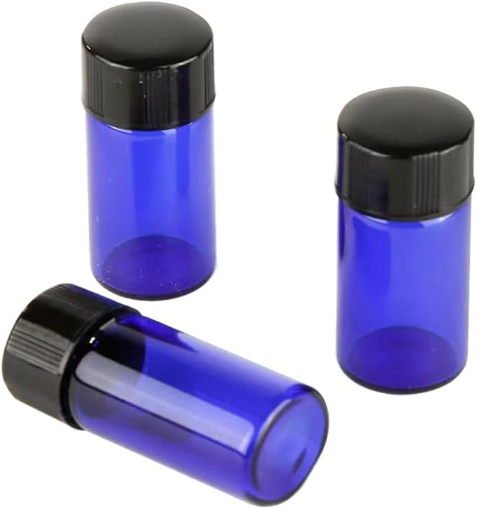 36Pcs Cobalt Blue Glass Bottles For Essential oils 3ml, Empty Refillable Vials Sample Bottles, with Orifice Reducers and Black Caps ﻿ (3ml)