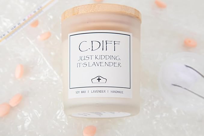 Smells Like C. Diff Candle, Funny Nurse Gift for Women, Rn Gifts for Nurses, Nurse Appreciation Graduation Gifts, Nurses Practitioner Gift, Lavender Scented Candle