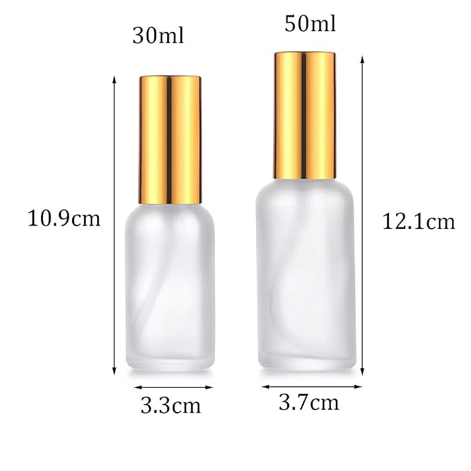 Glass Spray Bottles 6 Pack - Perfume Atomizer Fine Mist for Essential Oils - Frosted Portable Travel Sprayers (30ml/1oz)