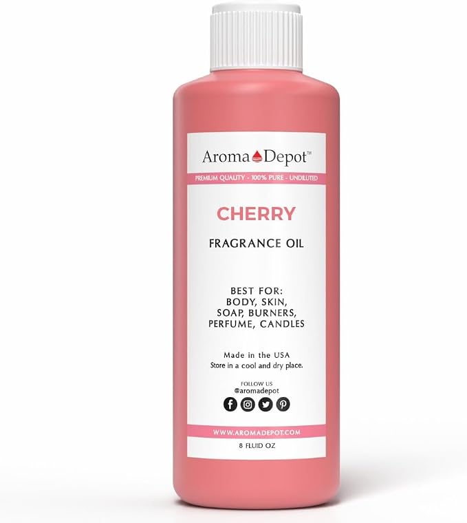 Aroma Depot 8 fl oz Cherry Fragrance Oil for Candles, Soap Making, Wax Melts, Diffusers, Body Oil Blends & Incense (240ml)