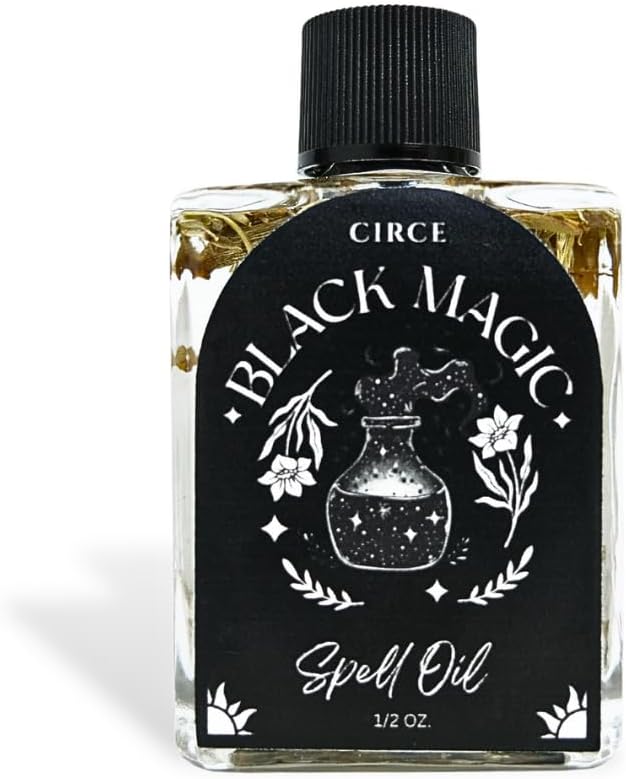 CIRCE Black Magic Spell Oil - for Setting Bold Intentions & Centering Your Energy - Add to Bath, Use in Rituals, Wear as Fragrance to Align w/Desires- Coconut Oil, Black Pepper & Rue Herb - 1/2oz