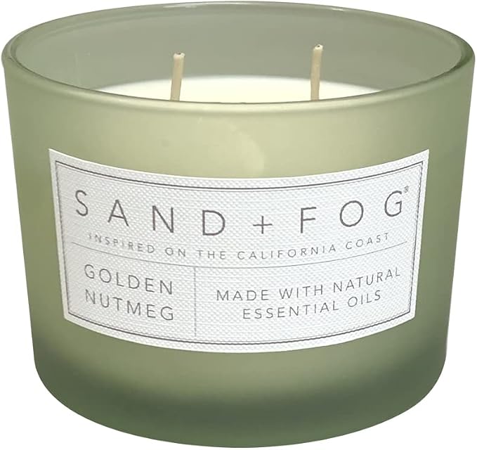 Sand + Fog Scented Candle - Golden Nutmeg – Additional Scents and Sizes – 100% Cotton Lead-Free Wick - Luxury Air Freshening Jar Candles - Perfect Home Decor – 12oz