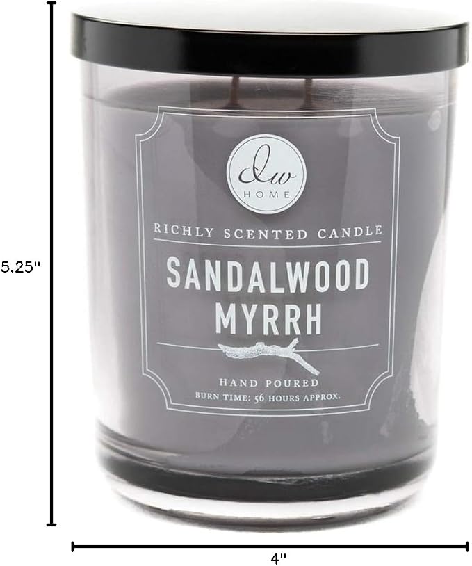 DW Home Sandalwood Myrrh Scented Candle for Home, 15 oz, Large Double Wick Candle Jar, Up to 56H Burn Time, Luxury Scented Candle for Relaxation, Gifting, Home Decor