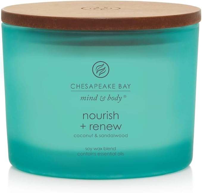 Chesapeake Bay Candle Mind & Body 3-Wick Coffee Table Jar Candle Nourish + Renew (Coconut & Sandalwood)