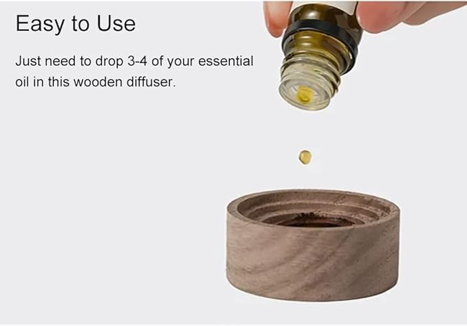 Wood Essential Oil Diffuser, Wooden Aromatherapy Diffuser, Small Round Oil Diffuser for Home Office Car Yoga Rooms SPA Centers