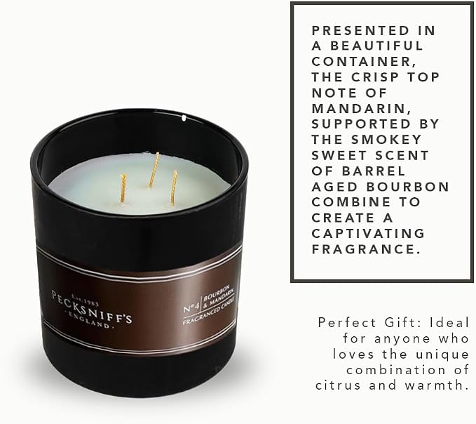 Pecksniff's Bourbon and Mandarin Candle | 3 Wicks, 515g /18.16oz