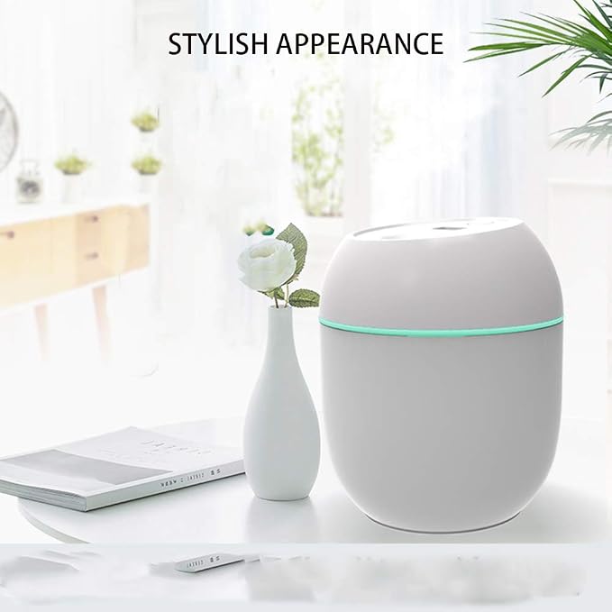 Mini Humidifier, USB Power Supply, Suitable for Study Room, Bedroom, Baby Room, Office, Car, With 7 Color LED, Air Humidifier, Can Be Used for Facial Moisturizing (Snow White)