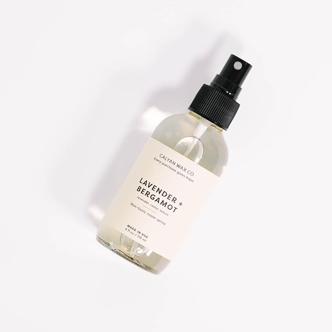 Calyan Wax Co. Lavender & Bergamot Room Spray - Clean Air Freshener - Natural Room Deodorizer - Air Freshener Spray for Home - 4 fl oz