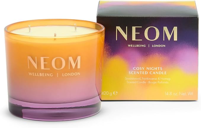 NEOM Cosy Nights Candle, 3 Wick | Sandalwood, Frankincense & Nutmeg I 100% Naturally derived Wax I 100% Natural fragrances I Relaxing