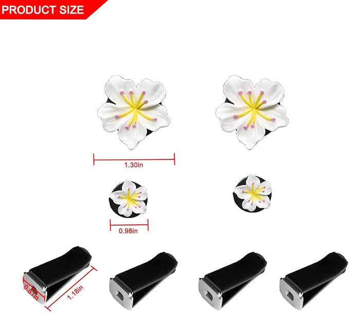 Bittwee 4PCS Car Air Vent Clip, Cute Refillable Flower Aesthetic Automotive Vent Clip Air Freshener Diffuser for Women Girls, Vehicle Interior Decoration Universal for SUV Truck RV and More（White）