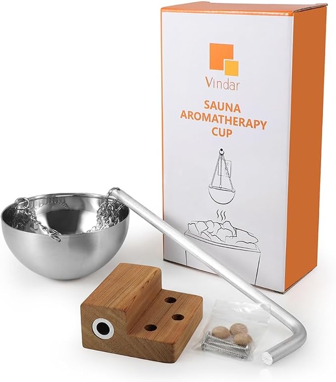 Vindar Red Cedar Sauna Aromatherapy Bowl Sauna Oil Cup Sauna Oil Holder Essential Oil Fragrance Diffuser Bowl for Sauna and Spa