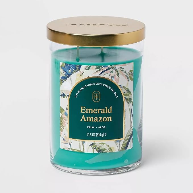 Threshold 2-Wick Lidded Glass Jar Candle (21.5oz, Emerald)