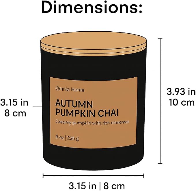 Scented Soy Wax Candle – Spiced Candles for Home Scented with Notes of Cinnamon, Pumpkin Cream & Soft Wood Notes – Seasonal Home Decor & Gift (Autumn Pumpkin CHAI, Black, 8 oz)