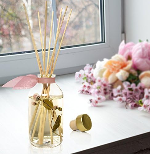 Pink Peony Reed Diffuser Set, Shelf Decor, Home Fragrance, Spa Scent | Peony, magnolia, and champagne profile, guest bath, decorative glass bottle, powder room, entryway, living room, office shelf