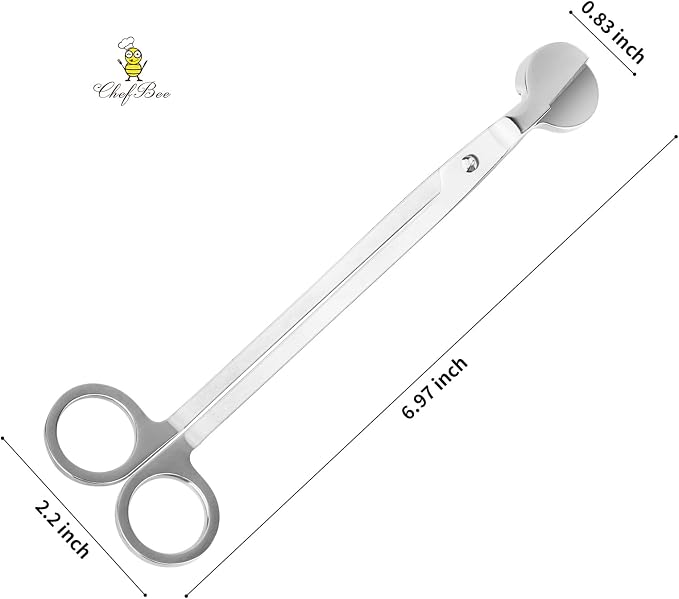 CHEFBEE Candle Wick Trimmer, Polished Stainless Steel Wick Clipper Cutter, Scissors, Reaches Deep Into Candles to Cut Spent Cord, Allow Cleaner Burn and Prevent Soot Buildup