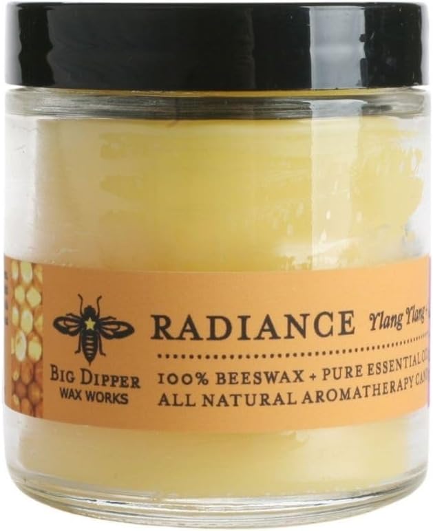Big Dipper Wax Works Beeswax Aromatherapy Candle, Radiance, Apothecary Glass, Ylang Ylang & Tangerine Scented, 25-Hour Burn, Pure Essential Oils, 2" x 2.5"