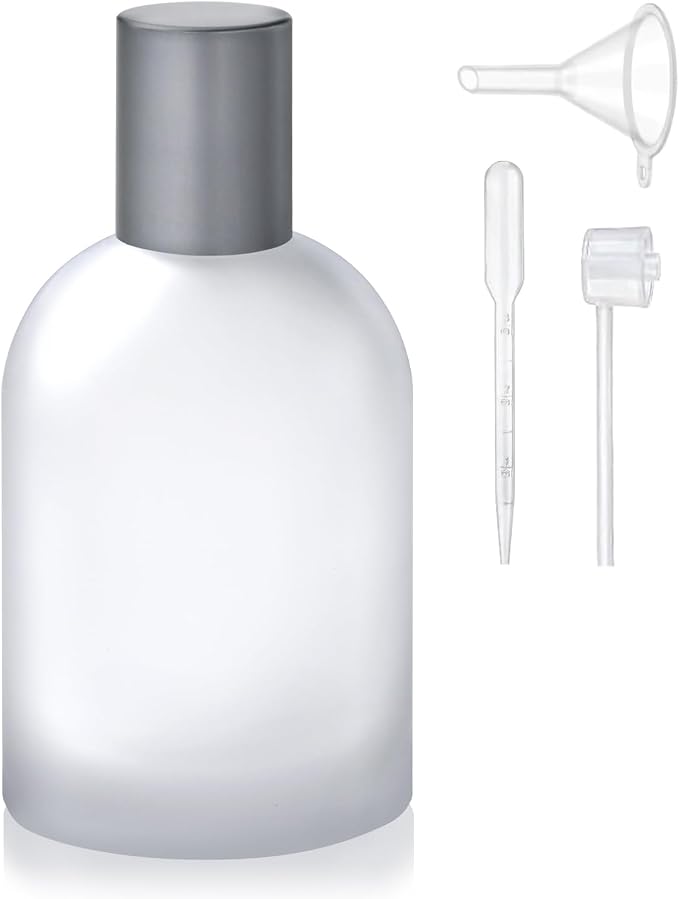 100ml/3.4 Oz Glass Spray Bottle Perfume Atomizer,Empty Travel Refillable Perfume Spray Bottle with 3 Kinds of Dispenser (Frosted Glass, 100ml)