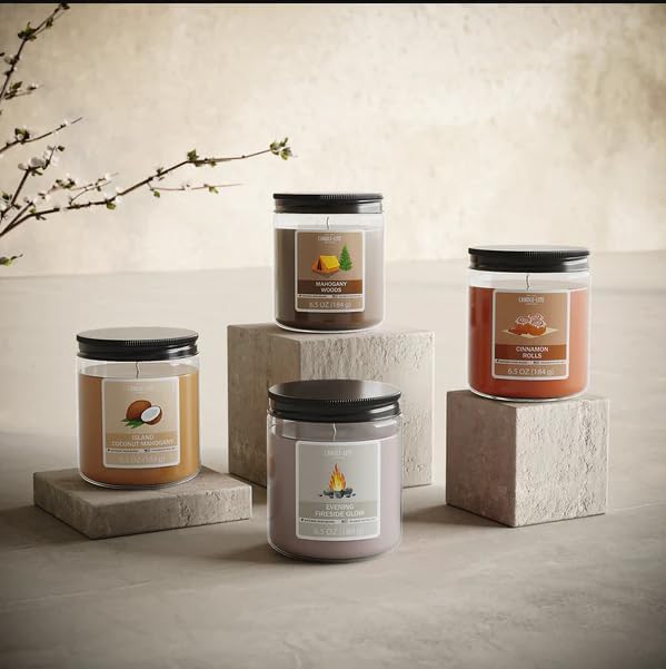 Candle-Lite 2 Pack Scented Candles, Cinnamon Rolls, 6.5 oz Jar, Proudly Poured in The USA, Aromatherapy Candle Set, Single-Wick with 40 Hours of Burn Time, Ideal Gift for Men and Women