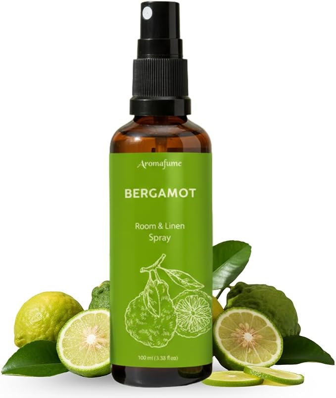 Bergamot Room, Linen & Pillow Spray by Aromafume | 100ml/3.38 fl oz | with Pure Bergamot Essential Oil | Aromatherapy Spray for Relaxation, Sleep & Stress Relief | Mist for Bedding, Fabric
